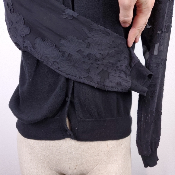 Claudie Pierlot Black Lace Long Sleeve Top - Picture 5 of 8